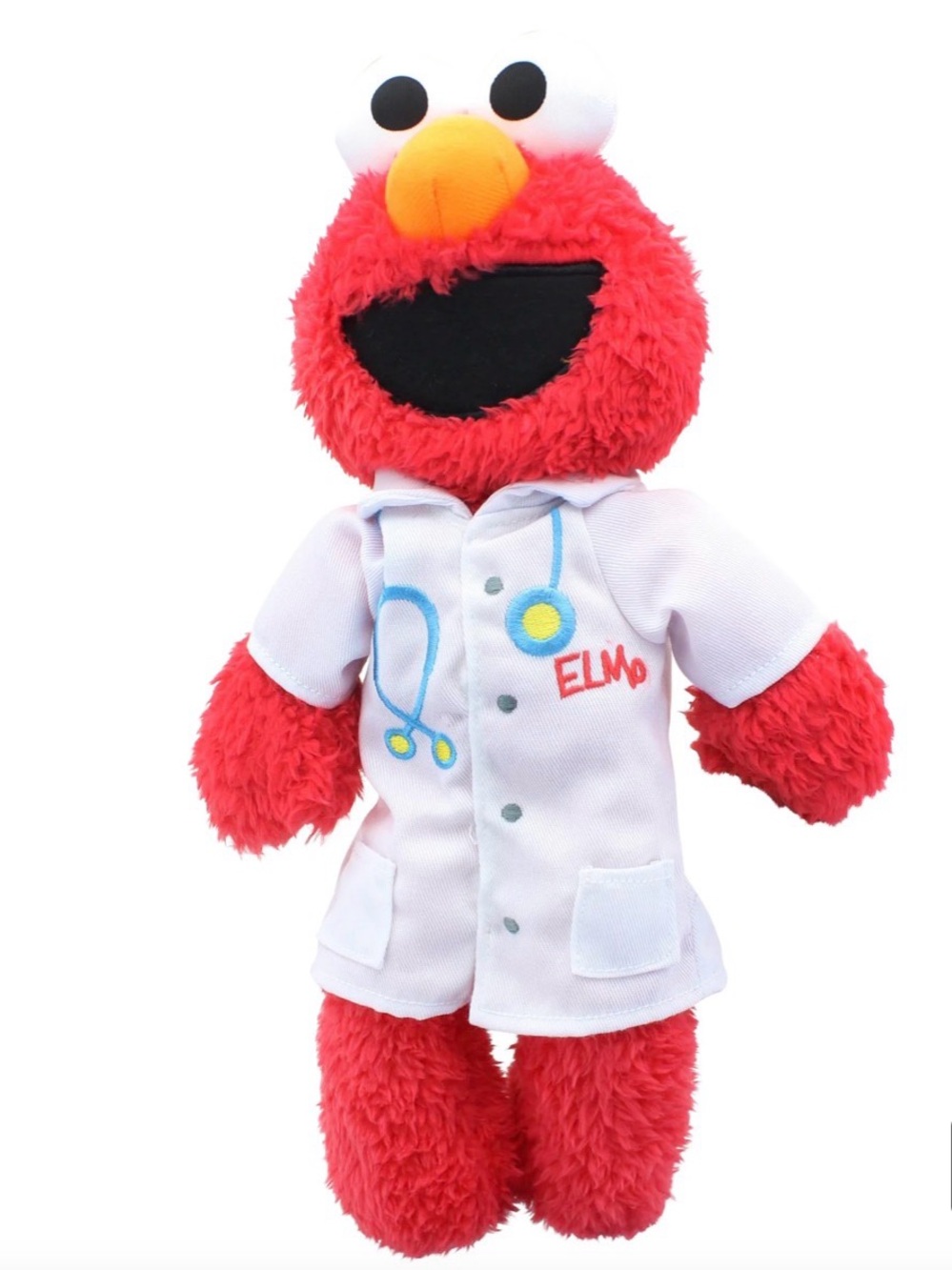 Sesame Street Elmo Red Plush in White Doctor Coat